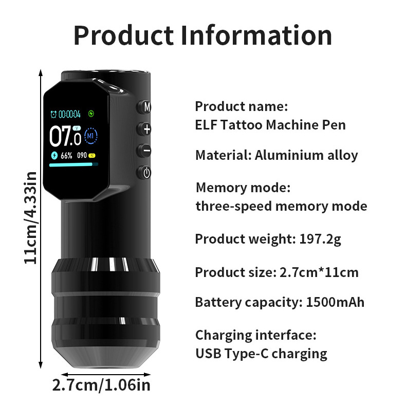 TTP Wireless Tattoo Pen machine Color Screen  - view 5