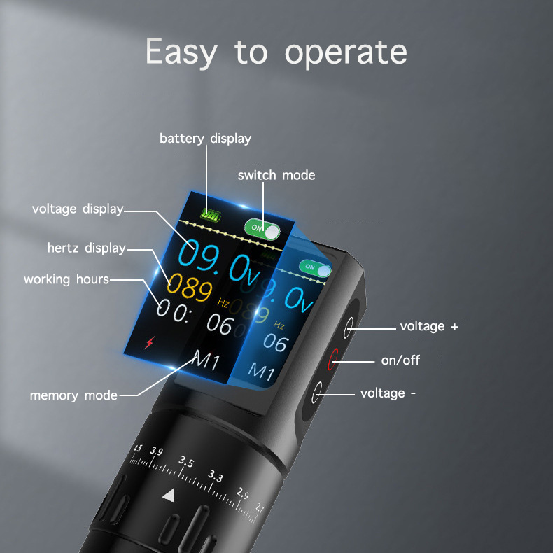 TTP 7 Stroke Adjustable Wireless Tattoo Machine Dual Batteries - view 6