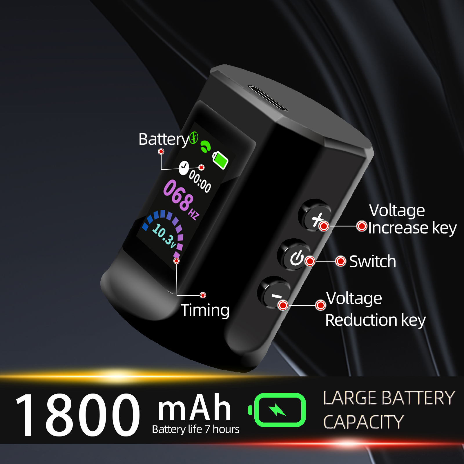 TTP Wireless Tattoo Pen Machine Digital Display & Dual Batteries - view 5