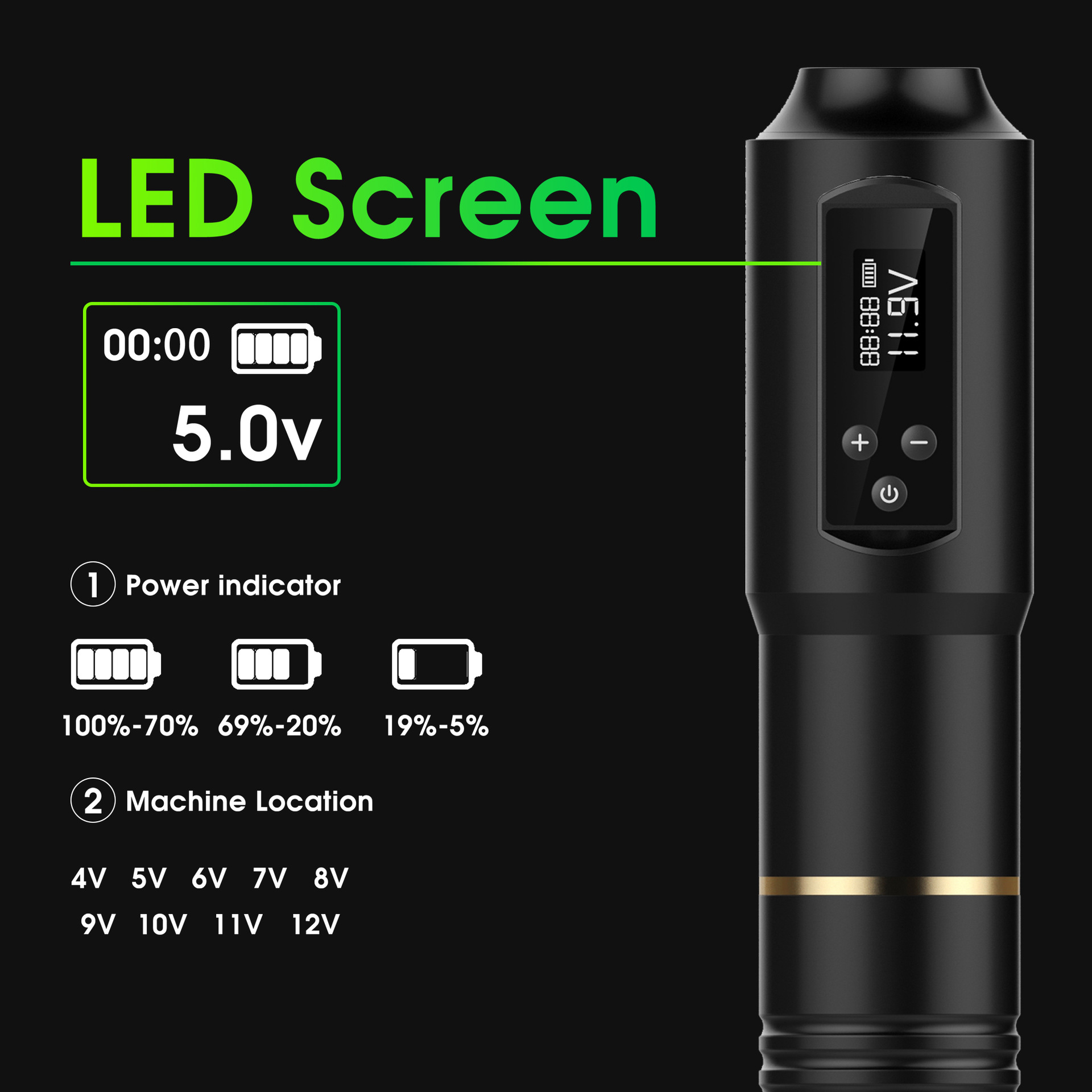 TTP Tattoo Pen Machine Wireless Adjustable Stroke Digital Display - view 4