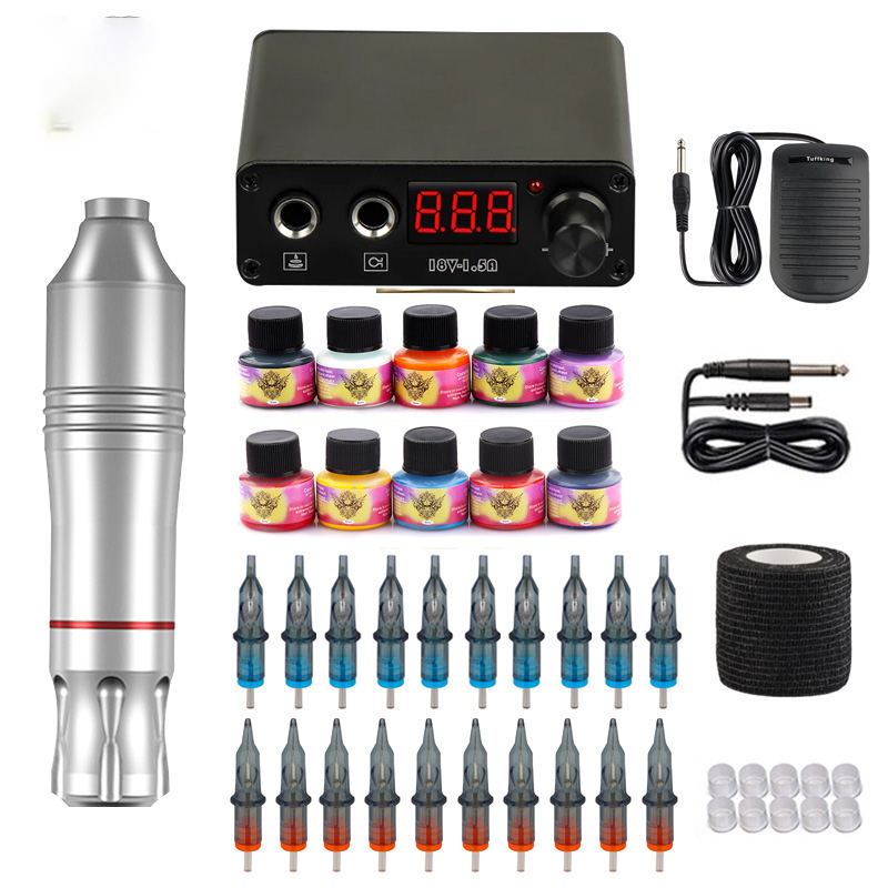 TTP Tattoo Machine Kit Rotary Tattoo Machine with Dual Batteries & 20 PCS Cartridges - 3
