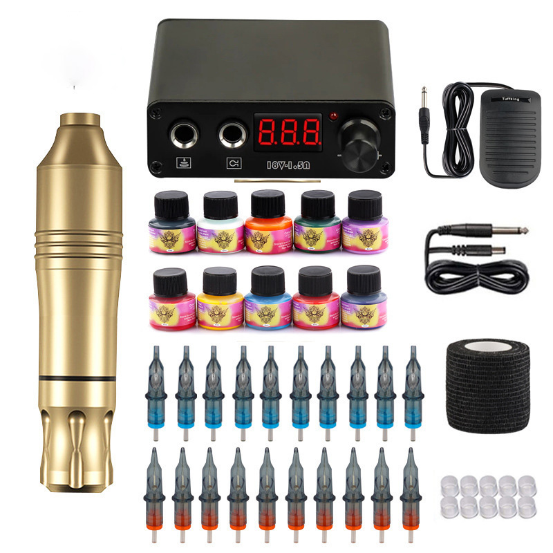 TTP Tattoo Machine Kit Rotary Tattoo Machine with Dual Batteries & 20 PCS Cartridges - 2